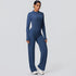 2pieces Quick Drying Sports Fitness Clothing Yoga Set Women Yoga Zipper Long Dleeves High Waisted Breathable Wide Leg Pants Set