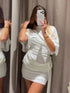 HH 2026 Women Elegant White Short-Sleeved Backless Sequined Splicing Decoration Sexy Short Dress Woman Fashion Party Mini Dress
