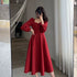 Long Puff Sleeve Solid Elegant Dress Women Clothing Wedding Guest New Year Women Fashion High Waist Slim Evening Party Dresses
