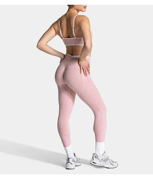 Teveo Tight-fitting Leopard-print Seamless Yoga Pants with Nude-skin High Elasticity Suitable for Fitness Running Pants