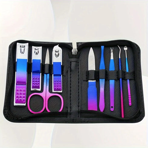 6-18pcs Set Professional Stainless Steel Manicure & Pedicure Kit Precision Nail Care with Travel Case with Nail Clipper Scissor