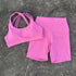 Solid Color High Waist Gym Yoga Short Legging Set Tight Women Cross Back High Impact Shoulder Strap Fitness Bra Top Sportwear