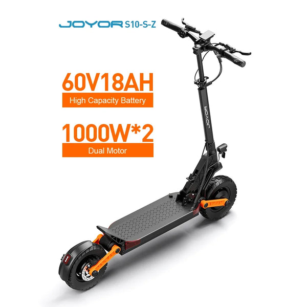 JOYOR S10-S-Z E Scooter 60V 18Ah Dual Motor 2000W 10 Inch Tire Adult Black Escooter Max Speed 65km/h Range 70-85km
