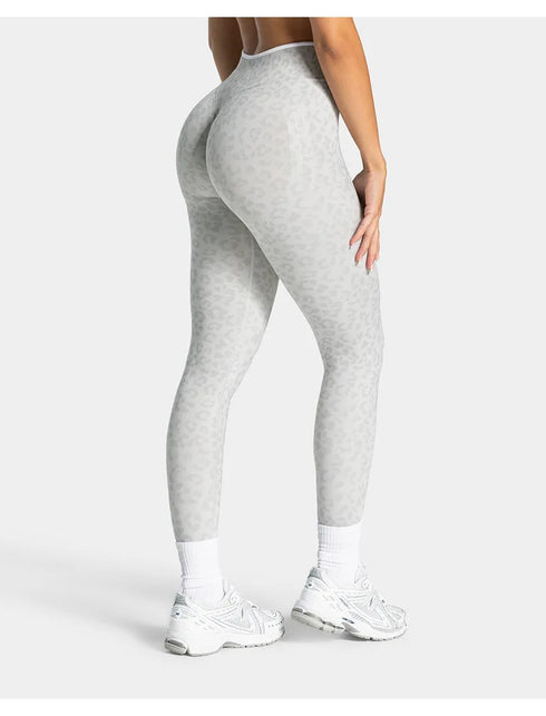 Teveo Tight-fitting Leopard-print Seamless Yoga Pants with Nude-skin High Elasticity Suitable for Fitness Running Pants