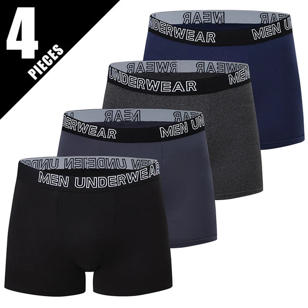 4/10 Piece Men's And Teenagers' Four Season Black Basic Versatile Elastic Waisted Underwear Boxer Shorts Plus Size Sport Shorts