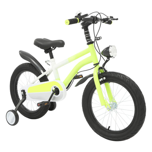 16 Inch Children's Bicycle Carbon Steel Mountain Bike with Auxiliary Wheels & LED Light for 5-8 Years Old,Height Adjustable,60Kg