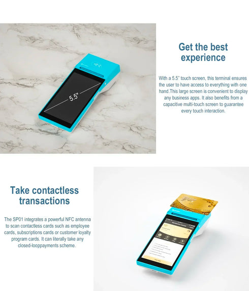 Scangle SP01 POS System With NFC For Sumup 5.5 inch BT Terminal Handheld POS WIFI Android PDAs POS With NFC Reader 58MM printer