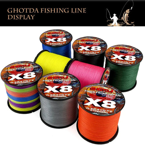 8 Strands Multifilament Fishing Lines Sea Wire Fly Carp Braided Line X8 Spinning Lure Fishing Cord for Bass 300m/500m 18lb-78lb