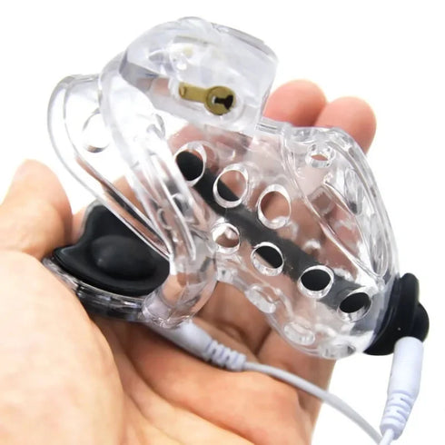 Electric Shock Male Plastic Long Short Cage Chastity Device Cock Penis Ring Ball Lock Electro BDSM Restraint Sex Toy Man
