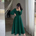 Long Puff Sleeve Solid Elegant Dress Women Clothing Wedding Guest New Year Women Fashion High Waist Slim Evening Party Dresses