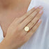 Customized Women Signet Ring, Chunky Round Top Initial Letter Stamp, Stainless Steel Punk Candid Fashion Jewelry Gift To Girls