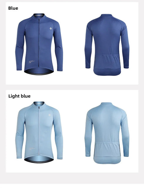 XINTOWN Men's Long Sleeve Cycling Jersey, Spring/Summer Racing Apparel, Export Bicycle Clothing, Solid Color Long Top