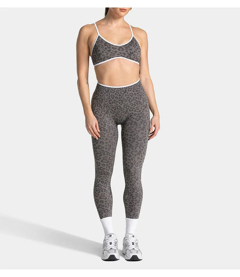Teveo Tight-fitting Leopard-print Seamless Yoga Pants with Nude-skin High Elasticity Suitable for Fitness Running Pants