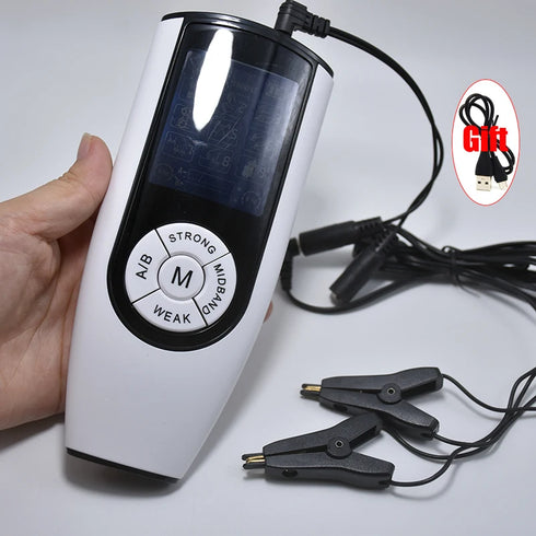 Electric Shock Nipple Clamps BDSM Bondage Labia Clip Clit/Penis Stimulator E-stim Massage Glove/Pad SM Roller Sex Toy For Couple