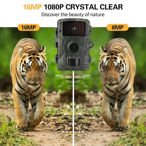 16MP 1080P Wildlife Hunting Trail and Game Camera Motion Activated Security Camera IP66 Waterproof Outdoor Infrared Night Vision