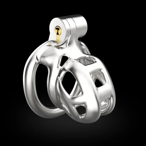 Stainless Steel Male Chastity Cage Cock Mamba Penis Ring Chastity Belt BDSM Erotic Urethral Lock Double-Arc Ring Sex Toy
