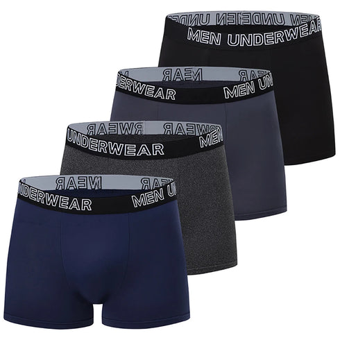 4/10 Piece Men's And Teenagers' Four Season Black Basic Versatile Elastic Waisted Underwear Boxer Shorts Plus Size Sport Shorts