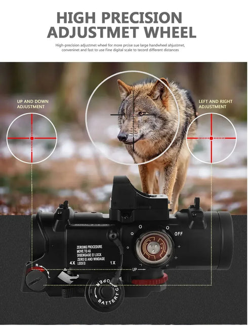 1x-4x Fixed Dual Purpose Scope With Mini Red Dot Scope Red Dot Sight Hunting Scopes