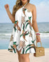 Floral Print Halter Neck Dress Boho Backless Halter Dress For Spring Summer Women's Clothing