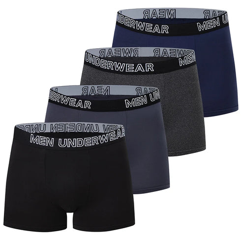 4/10 Piece Men's And Teenagers' Four Season Black Basic Versatile Elastic Waisted Underwear Boxer Shorts Plus Size Sport Shorts