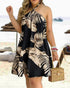 Floral Print Halter Neck Dress Boho Backless Halter Dress For Spring Summer Women's Clothing