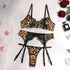 Sexy Perspective Breast Gather Printed Lingerie Set with Gloves Leg Set for Women's Five Piece Set Female Fun Bra & Brief Sets