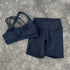 Solid Color High Waist Gym Yoga Short Legging Set Tight Women Cross Back High Impact Shoulder Strap Fitness Bra Top Sportwear