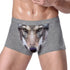 Men's Unique 3D Printed Wolf Eagle Head Flat Angle Pants Mid-waist Boxer Shorts Breathable Knitted Modal Fabric