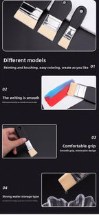 3 Pcs Oil Painting Nylon Pen Set Gouache Acrylic Small/Medium/Large Sizes Flat Head Brush Wood Handle Painting Tools for Fine