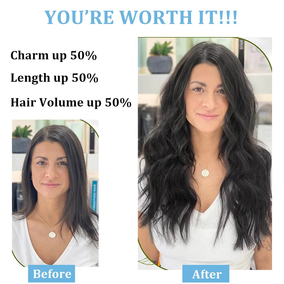 8Pcs Clip In Human Hair Extensions 100% Real Human Hair Clip in Natural Hair Extensions Straight Hair Pieces 14-26Inch Remy Hair