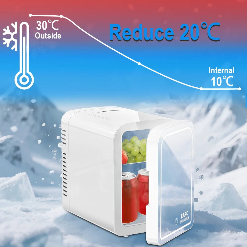 Mirror Car Refrigerator Home Small Fridge Mask For Makeup Cosmetics Home Refrigerator Cooling With LED Light Refrigerator For Makeup 4L/6L EU