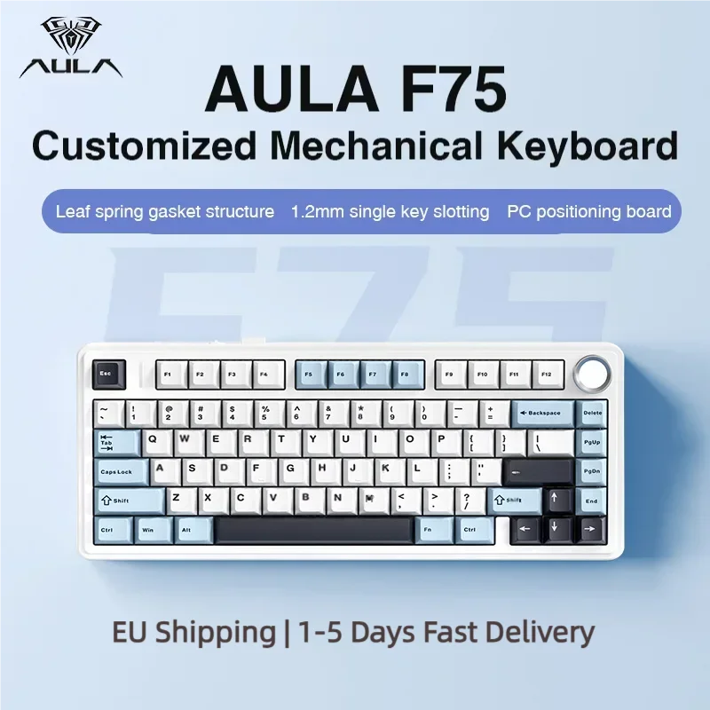 AULA F75 2.4G Wireless/Bluetooth/Wired Gaming Mechanical Keyboard RGB Customized 75% Layout OEM Profile Gasket Structure Main image