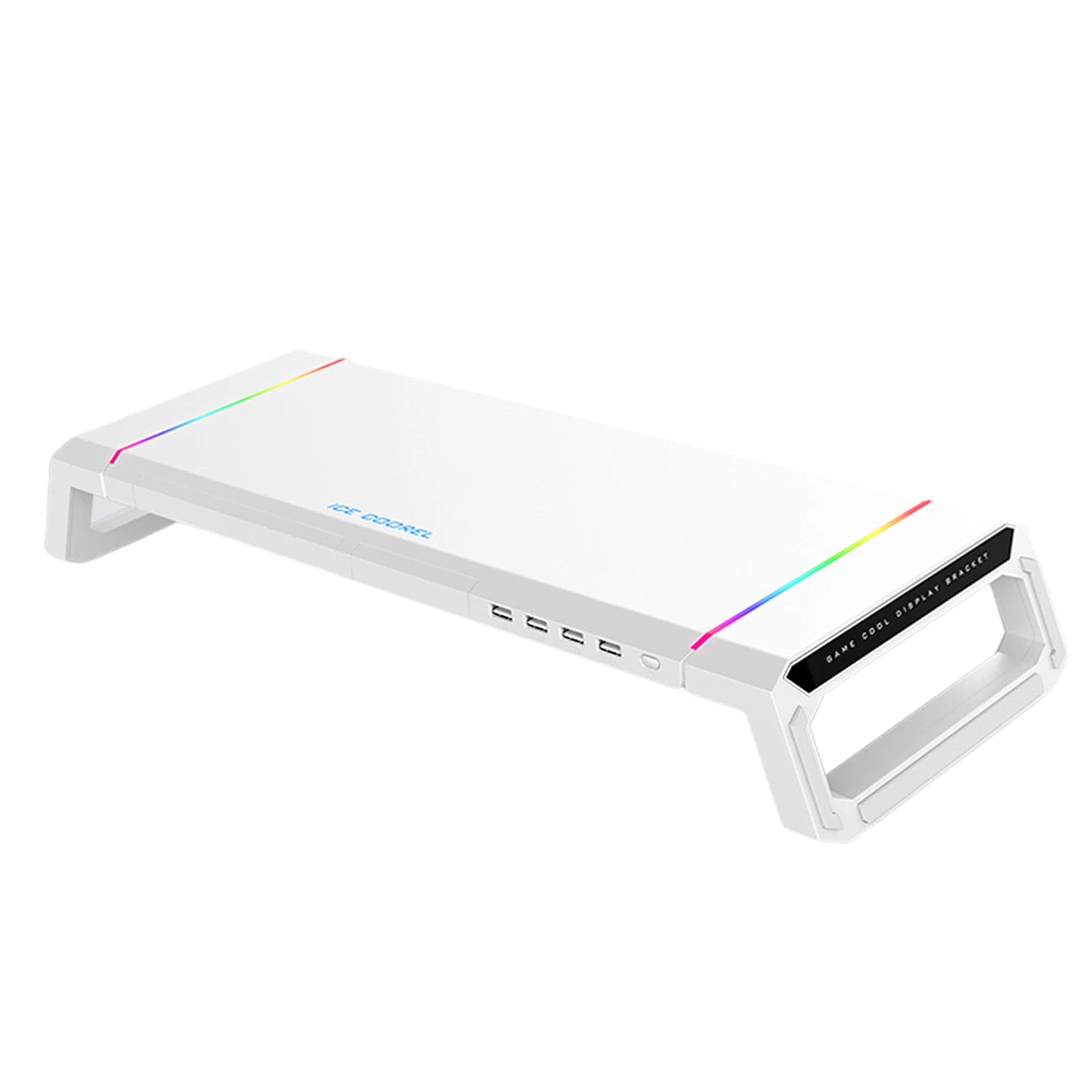 Aluminum RGB Monitor Stand Riser Bracket with 4 USB Ports Desk Organizer All-In-One Computer Laptop Height Stand Holder