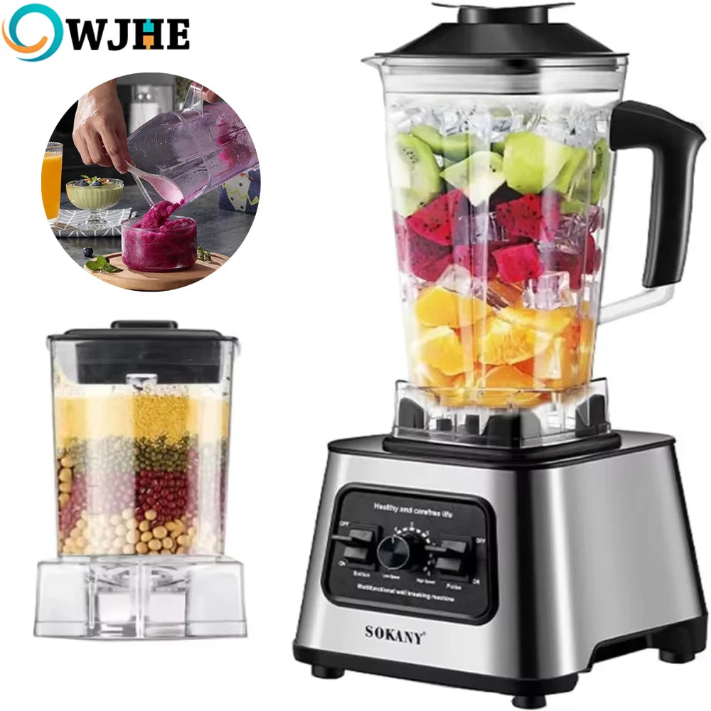 OWJHE 2700RPM 6000W Powerful Blender Mixer Juicer Smoothie Maker Table Blenders 2.5L Container Food Processor for Ice Nut Fruit