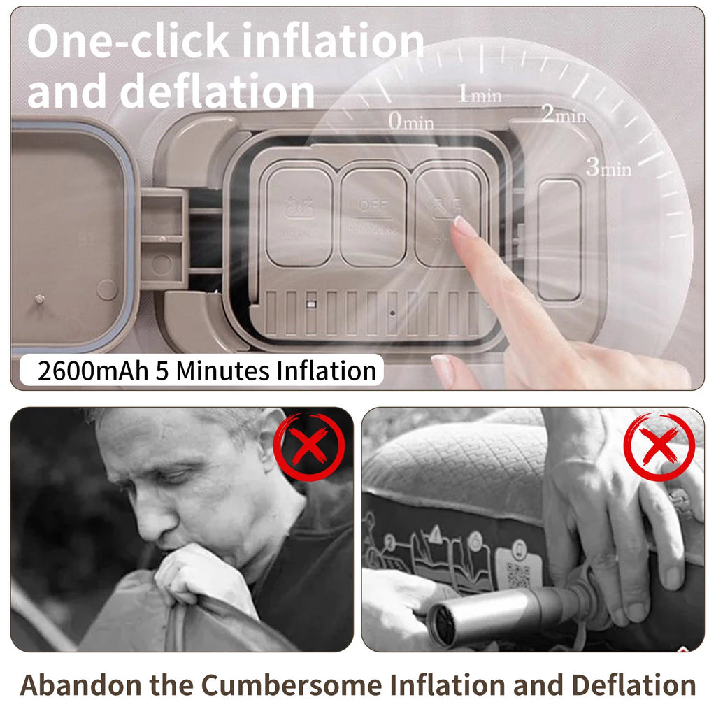 Luxury Double Camping Air Mattress with Integrated Air Pump & LED Light 5 Min Fast Inflate Waterproof Sleeping Pad