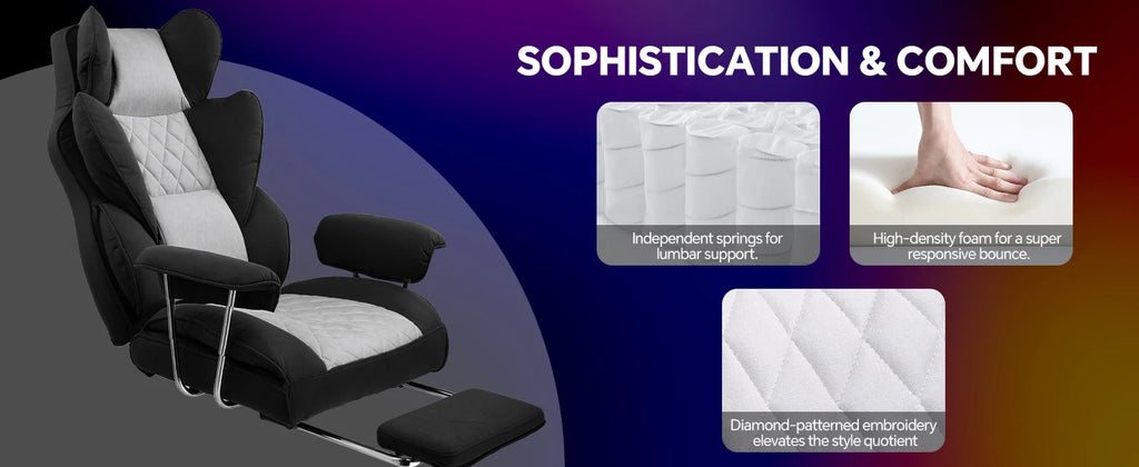 GTPLAYER Gaming chair office chair with pocket spring lumbar support, ergonomic and comfortable wide office computer chair