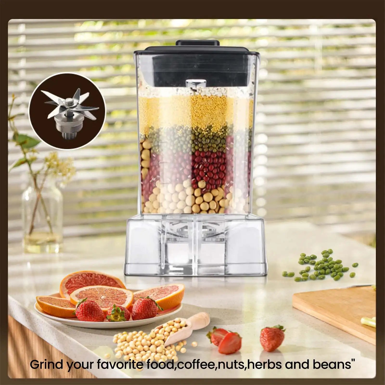OWJHE 2700RPM 6000W Powerful Blender Mixer Juicer Smoothie Maker Table Blenders 2.5L Container Food Processor for Ice Nut Fruit