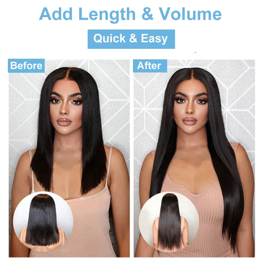 8Pcs Clip In Human Hair Extensions 100% Real Human Hair Clip in Natural Hair Extensions Straight Hair Pieces 14-26Inch Remy Hair
