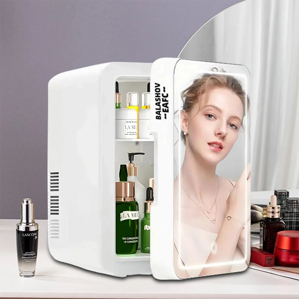 Mirror Car Refrigerator Home Small Fridge Mask For Makeup Cosmetics Home Refrigerator Cooling With LED Light Refrigerator For Makeup 4L/6L EU