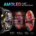 Blackview W90 Pro Smartwatch 1.43" AMOLED Display,Bluetooth Calling,Heart Rate Monitor, 900mAh/ 20Days Standby,Men's Smartwatch