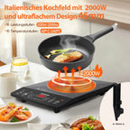Aigostar 2000W Induction Cooktop, Touch Control, 10 Power Levels, 10 Temperature Settings, LED Digital Display, 3-Hour Timer