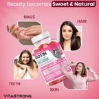 Vitastrong Biotin High Dosage Complex 100% Vegan - 120 Biotin Gum for Hair, Skin and Nails with Zinc, Selenium, Vitamin C, Vitamin E, Vitamin B6, folate and Potassium Iodide-Supports Healthy Hair and Reduces Fatigue