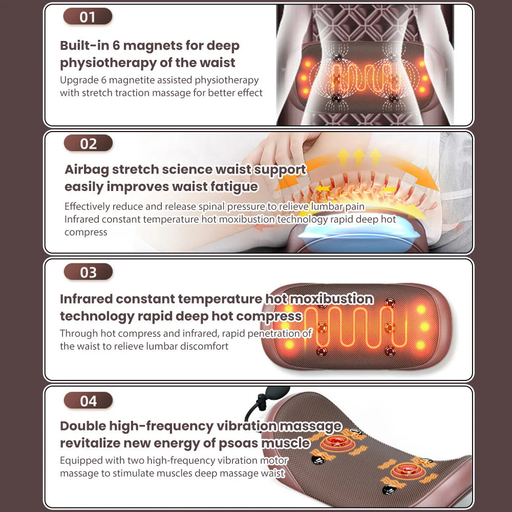 Multifunctional Lumbar Traction Massage Mattress Cushion Full Body Electric Shoulder Neck Waist Back Vibrations Massage Cushion