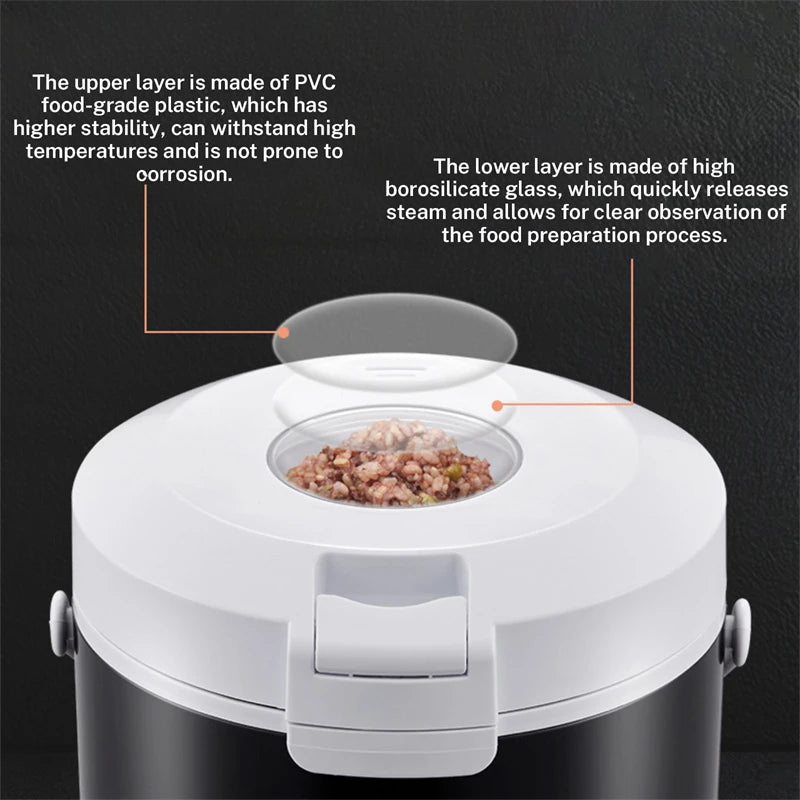 12V 24V 220V 3L Electric Rice Cooker Car Trucks Electric Soup Porridge Cooking Machine Food Steamer Warmer Heated Rice Cooker