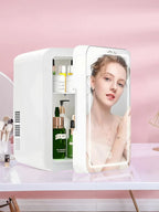 4L Mini Refrigerator Multifunction Cosmetics Cosmetic Dormitory Cooler Fridge Dual-use for Home Car Small Portable Fridge Mirror