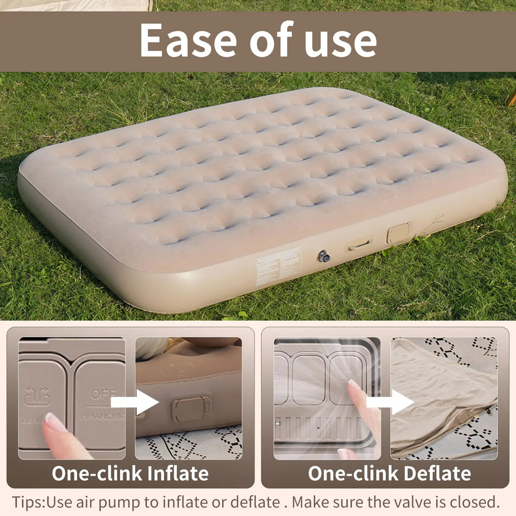 Luxury Double Camping Air Mattress with Integrated Air Pump & LED Light 5 Min Fast Inflate Waterproof Sleeping Pad