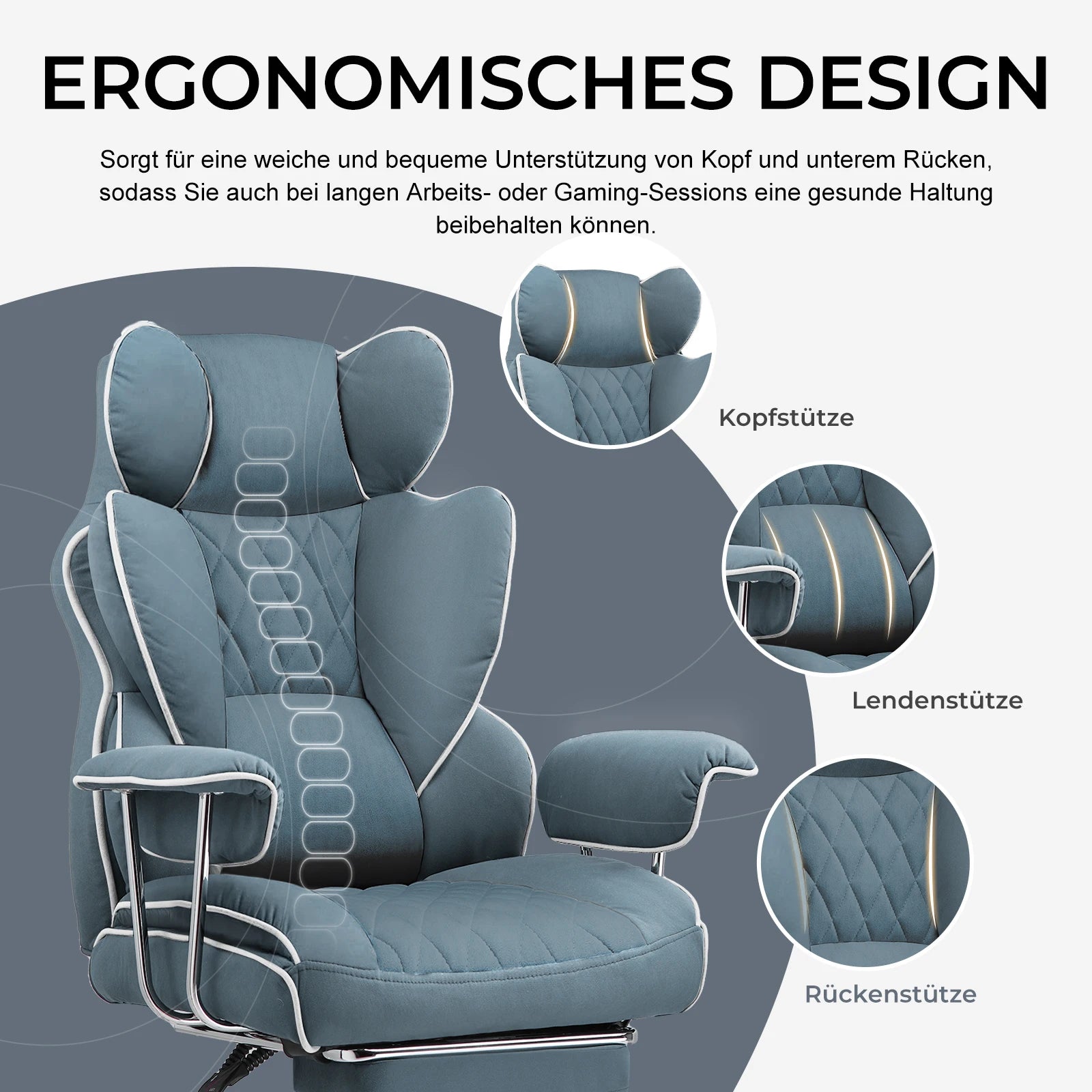 GTPLAYER Gaming chair office chair with pocket spring lumbar support, ergonomic and comfortable wide office computer chair