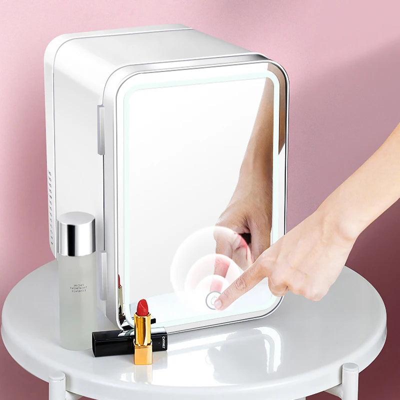 4L Multifunctional Mini Refrigerator Cosmetic Dormitory Fridge Control Use Countertop Portable Fridge Mirror 220V EU