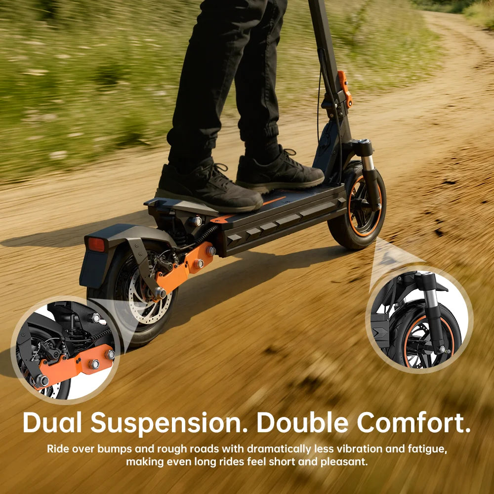 NFC Fynzo S11 Fold E-Scooter 1100W 15.6Ah 45km/h Max Speed Dual Suspension 10" Tubeless Tires 60km Range Front Suspension Fork
