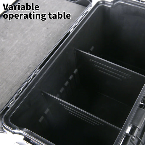 Double Layer Fishing Tackle Box Portable Waterproof Fishing Gear Storage Case with Adjustable Dividers, Rod Holders & Cup Holder